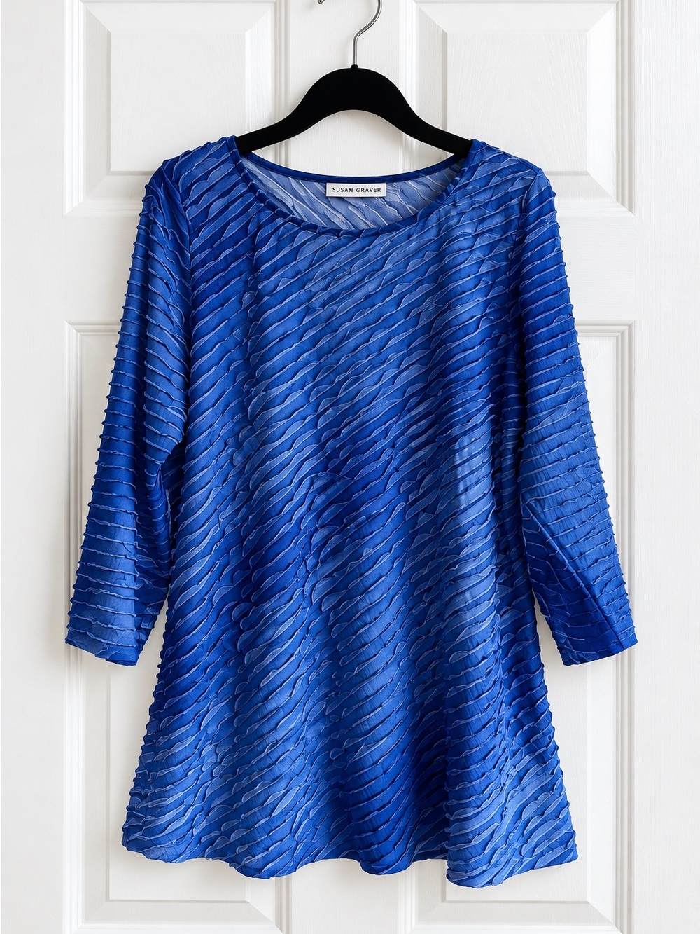 Susan Graver Blue Ruffle Tunic-Size XL - QVC Brand
